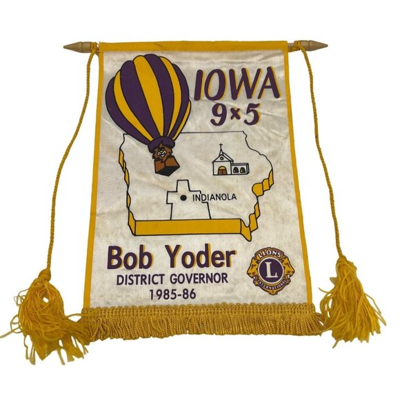 Lions Club International Other - 1985 / 1986 Lions Club International Banner Iowa Indianola Bob Yoder